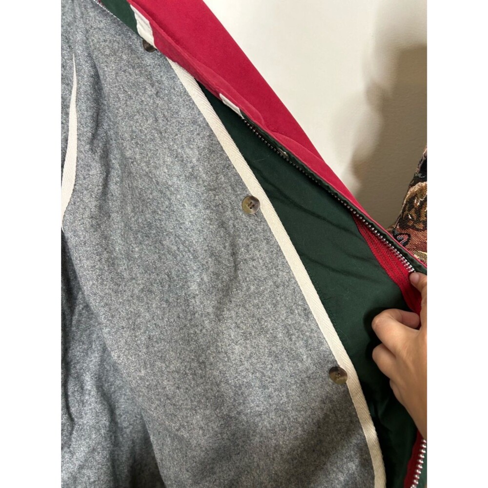 Vintage 90s 1990s Tommy Hilfiger Navy, Red Hooded wool lined rain Jacket XL - Picture 8 of 10